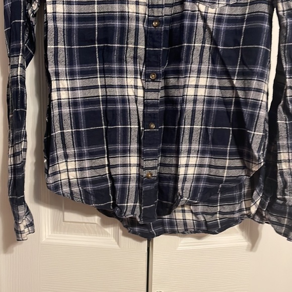 Abercrombie & Fitch long sleeve flannel shirt in blue and white size small NWOT - Picture 6 of 8